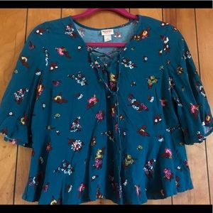 Blue top with flowers